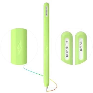 Imagem de AKSHFETH Capa protetora ultrafina para Apple Pencil Pro e 2ª geração, compatível com Apple Pencil Pro 2024 e 2ª geração, capa de silicone, verde brilhante