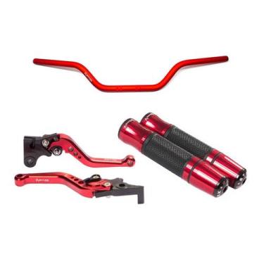 Imagem de Kit Guidão 22mm Esportivo Manopla Jupiter Manete Factor Fazer 150 Ubs 