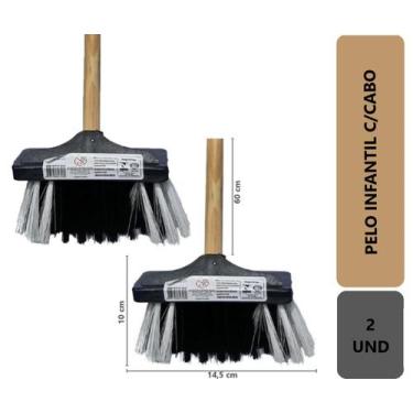 Imagem de Kit Infantil Com 2 Mini Vassourinhas De Pelo Limpeza Brinquedo Educati