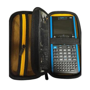 Imagem de Capa protetora de armazenamento para TI-84 Plus CE, TI-Nspire CX II CAS, calculadoras gráficas HP Prime, preto/amarelo