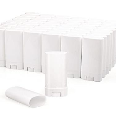 Imagem de DMuuuDM Pacote com 50 Unidades de 0,5 Oz/15 Ml de Recipiente Desodorante de Amostra Branca, Recipientes de Tubos de Plástico Ovais Vazios com Torção para Protetor Labial, Protetor Labial Grande, Barra