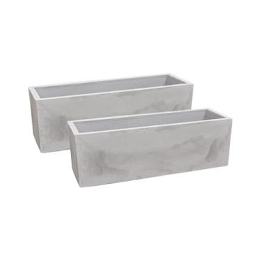 Imagem de Kit 2 Vasos Para Plantas Cachepot Polietileno Floreira 67cm Jardineira Flat Decoração (Cimento Queimado)