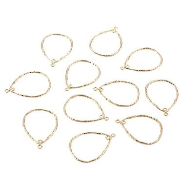 Imagem de FASHEWELRY 100 peças de liga de lágrima ligando conectores pingentes ouro claro moldura aberta nas costas pingentes de moldura de flor prensada para brincos de resina colar fabricação de joias, 42 x 30 x 1,5 mm