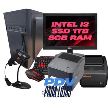 Imagem de Kit PDV Completo, Intel i3, SSD 1TB, 8GB RAM, Monitor, Leitor Código de Barras, Impressora de Etiquetas