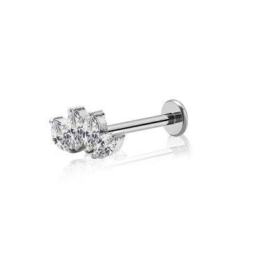 Imagem de ZYTAIJEW 16G 8 mm/10 mm G23 titânio roscado internamente triplo/quatro marquise CZ cristal labret monroe lábio tragus cartilagem brinco piercing piercing joias, Titânio, Sem Pedra Preciosa