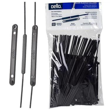 Imagem de Grampo Trilho Plástico Para Pasta Dello Fix 50 Unidades, Preto
