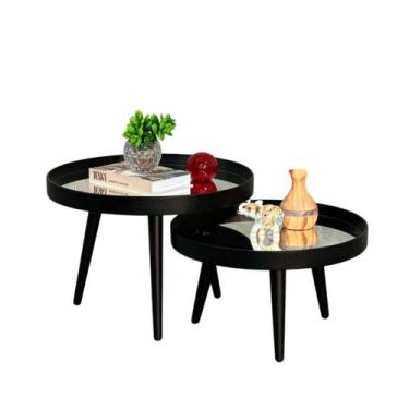 Imagem de Mesa de Centro Espelhada Redonda Pé Palito Sala Estar - Madecor Interi