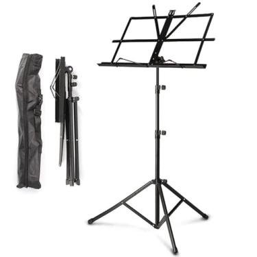 Imagem de SUPORTE PARTITURA TRIPE PEDESTAL ESTANTE NOTEBOOK RETRATIL AJUSTAVEL MAESTRO ORQUESTRA ENSAIO BATUTA COM CAPA PROTECAO