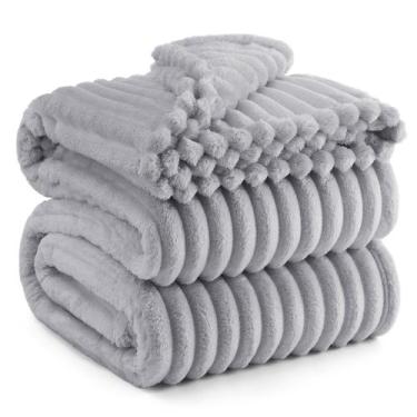 Imagem de Cobertor Bedsure Fleece GentleSoft Cozy - Tamanho Queen - Cinza Claro