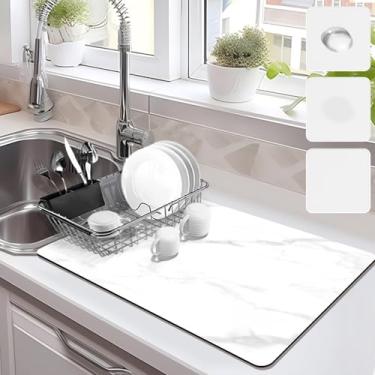 Imagem de ZEAVOLA Tapete De Secagem Para Bancadas De Cozinha, Tapete De Café Para Esconder Manchas, Tapete De Secagem De Pratos Absorvente Com Suporte De Borracha