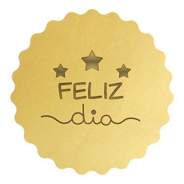 Imagem de Marcador Feliz DIa Lettering Decorado Estrelas - DOCE IMPRESSO, 7cm