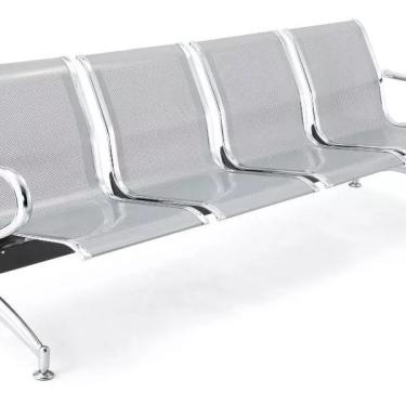 Imagem de Cadeira Longarina Aeroporto Cromada 4 Lugares