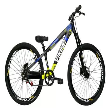 Imagem de Bicicleta Vikingx Preto Amarelo Aro 26 Single Wheeling Freio Hidráulico