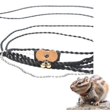 Imagem de Corda de tração de esquilo de esquilo, corda antimordida, coleira de caminhada de animais pequenos com coleira de chumbo para hamster, gerbil, rato, furão, chinchila (amarelo)