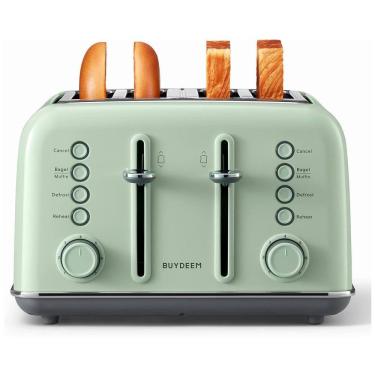 Imagem de Torradeira Elétrica 6B83, 4 Fatias, 7 Níveis, Aço Inoxidável, 110v, BUYDEEM DT 6B83G, Verde Claro