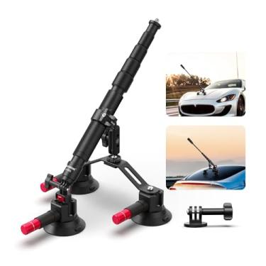 Imagem de Suporte para Câmera Carro Neewer Ventosa Tripla Preto, Fixação Segura, Rotação 360°, Braço Mágico, Extensor Telescópico, Compatível com Câmeras de Ação e Filmadoras