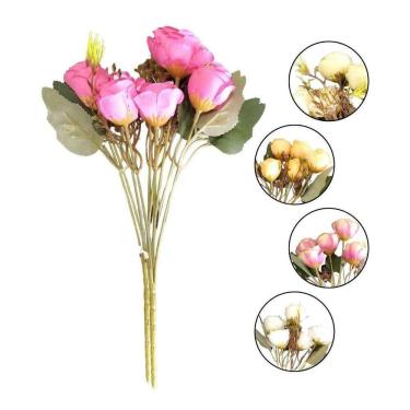 Imagem de Flor Artificial Buquê Mini Rosa 5 Galhos - 28cm