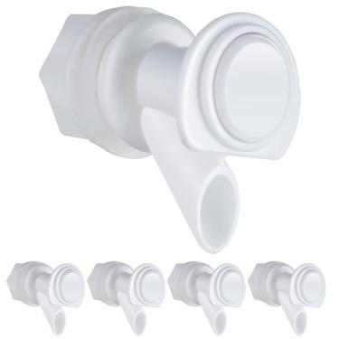 Imagem de Atualização de substituição de torneira com botão de pressão, compatível com resfriadores de bebidas Igloo 2, 3, 5 e 10 galões, torneira de refrigerador de água durável para peças de reposição de jarros de água de 2 a 10 galões (5 peças branca)