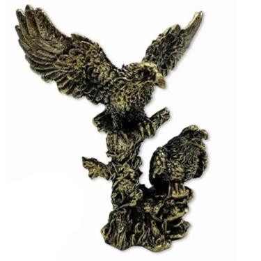 Imagem de Escultura Decorativa de Águias em Resina, Estilo Dourado Envelhecido, Estatueta de Mesa