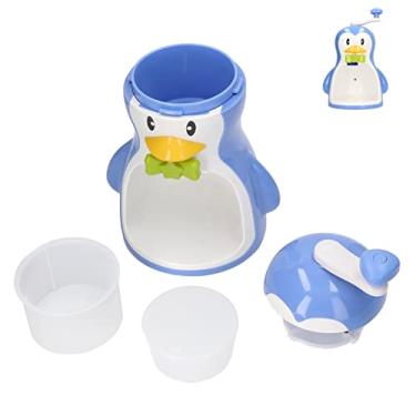 Imagem de Máquina de gelo raspada ABS Penguin forma azul doméstico manual portátil Máquina de fabricante de cones de neve com acessórios de cozinha de contêiner para acampamento de cozinha