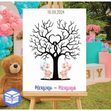 Imagem de Quadro Decorativo Revelação Chá urso Balão Menina ou Menino - Pma