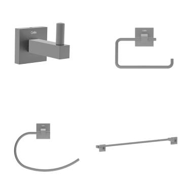 Imagem de Kit Acessórios Para Banheiro Com 4 Peças Elite Preto Matte Celite