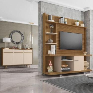 Imagem de Conjunto Home Taurus para TV até 47 Polegadas e Buffet Quartzo Pés de Madeira Móveis Bechara