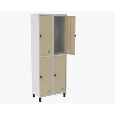 Imagem de Roupeiro De Aço Guarda-Volume Locker 4 Portas Montável Bege