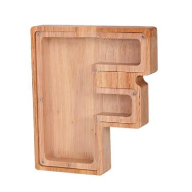 Imagem de Caixa de madeira para guardar moedas, caixa de dinheiro, cofrinho para crianças, decoração de casa - F