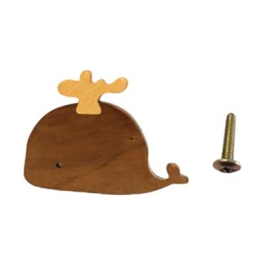 Imagem de WeiLaiKeQi Armário de animal cômoda puxar maçaneta de baleia decorativa fofa com punhal de cômoda para rosca para o armário do quarto de crianças, Esquerda 7.5x5.6cm