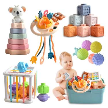Imagem de Conjunto de brinquedos para bebês imireux Montessori de 6 a 18 meses com caixa de armazenamento