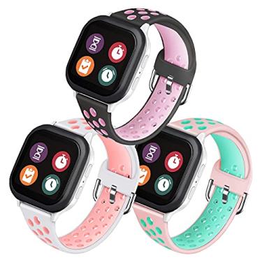 Imagem de Mengudig Pacote com 3 pulseiras de relógio Gizmo de substituição Gabb Syncup, pulseiras de silicone macio respirável para crianças, Verizon Gizmo Watch 3, 2, 1