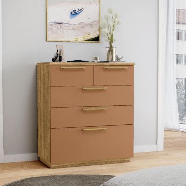 Imagem de Cômoda Dubai 5 Gavetas com Corrediça Telescópica Nature/Camarim - Vila Rica