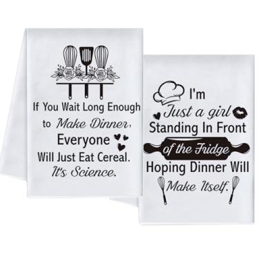 Imagem de Conjunto de 2 toalhas de cozinha, pano de prato temático engraçado, toalhas de mão hilárias, toalhas de prato de chá para cozinhar, decoração de bar, melhores presentes para anfitriã, nova casa, mãe