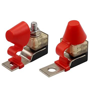 Imagem de JIAKUPA 60A 58V 5/40.6 cm (M8) Bloco de fusíveis de montagem de terminal de pino único, fusível de bateria nominal marítima 60A (MRBF) à prova d'água para veículos de construção de caminhões barcos RV