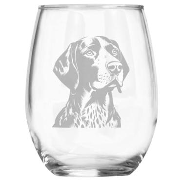 Imagem de Taça de vinho sem haste com tema de raça ponteiro alemão de pelo curto, presente exclusivo para animais de estimação GSP mãe/pai, presentes para amantes de cães para ela/ele
