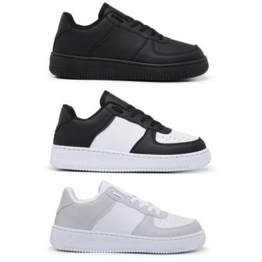 Imagem de Kit 3 Pares Tênis Sneakers Casual Feminino Moda Blogueira Original e B