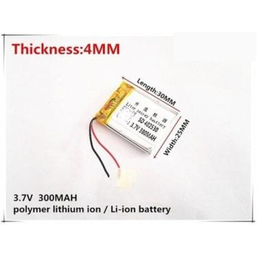 Imagem de Bateria  25mm X 30mm X 4mm 3,7v 300mah 2 Fios - bgb