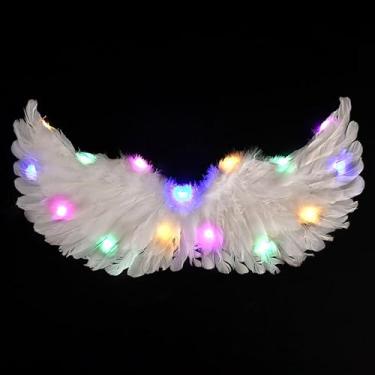 Imagem de Asa de Anjo Infantil LED Branca Com Luzes Coloridas, Fantasia para Carnaval