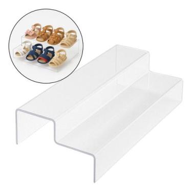 Imagem de Expositor Loja Display Plataforma Balcão Vitrine Duplo Base Calçados J