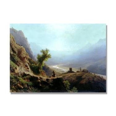 Imagem de Lev Lagorio Prints. Pintura de arte de parede de paisagem marítima. Pôster de reprodução de impressões em tela de paisagem para decoração de casa. (nas montanhas do Cáucaso). 50 x 70 cm - 19,6 x 27,5