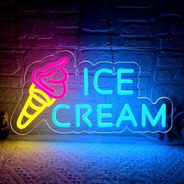 Imagem de attneon Placa De Sorvete Neon Para Parede, Loja, Bar, Festa E Quarto - Decoração Aniversário Natal Luz Led Tamanho 40,2 X 21,4 Cm (Jtd264)