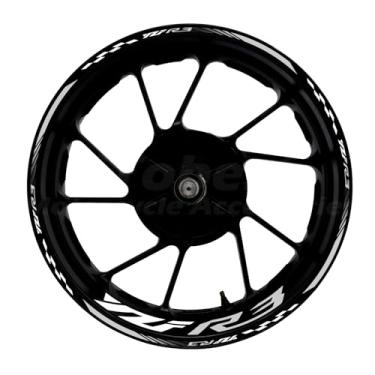 Imagem de Awonderful Kit de listras refletivas para motocicleta, adesivos de aro de roda de vinil compatíveis com Yamaha YZF R3 2013-2024 (cinza)