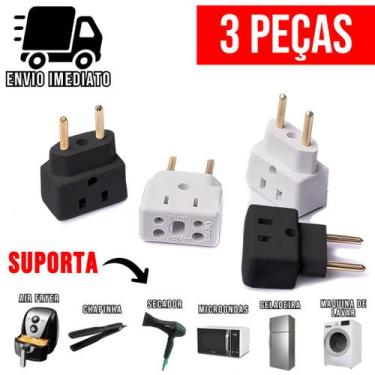 Imagem de Kit 3 Adaptador de Tomada Ultra Resistente Porcelana para Secador Air 