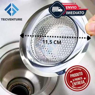 Imagem de Ralo de Inox 11,5cm para Pia e Tanque  Cesto Japonês com Borda, Duráve