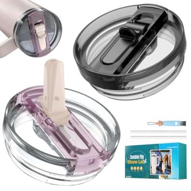 Imagem de Pacote com 2 tampas de substituição de 1,134 g para Stanley, tampas à prova de vazamento e respingos para Stanley Quencher, tampa flip à prova de derramamento, livre de BPA, reutilizável