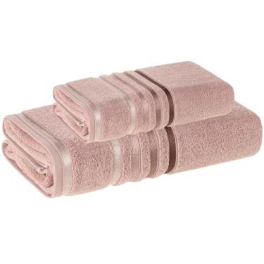 Imagem de Kit Toalha Banho e Rosto Karsten Gigante Fio Penteado – 2 Peças - Cor Pétala