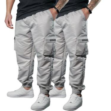 Imagem de Kit 2 Calça Jogger Bolsos Cargo Corta Vento Masculina Skate - Hunter, 