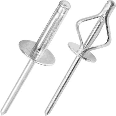 Imagem de JIANDAXIN 50 peças de rebites de alumínio triplos, rebites pop estilo lâmpada explosiva tripla para materiais automotivos, macios ou plásticos (prata, 15/81.3 cm x 45/162.6 cm cabeça grande 15/81.3 cm