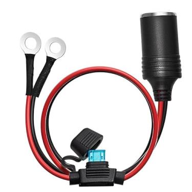 Imagem de Chanzon Isqueiro de carro fêmea soquete UL fio 3 pés/6 pés tomada terminal ilhó cabo fonte de alimentação 16AWG cabo resistente acessório 15A DC fundido 12/24 volts para bomba de ar de pneu de carro